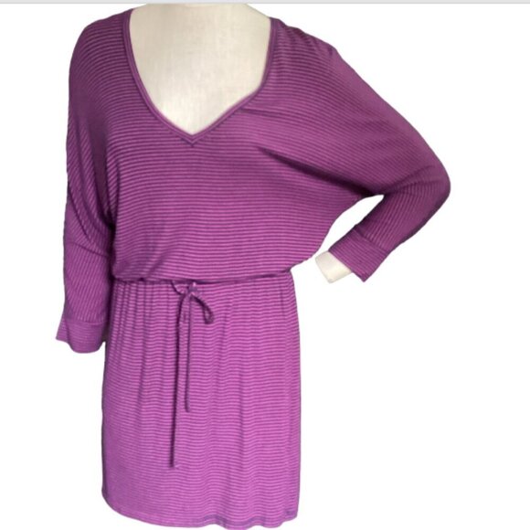 Caslon Striped V-Neck Tee-Shirt Dress Sz S Blue & Pink 120R - Picture 1 of 10